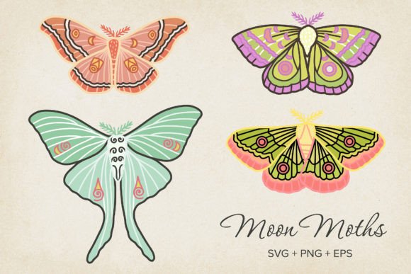 Download Lunar Moths &amp; Butterfly Vector SVG, EPS - Svg Collection