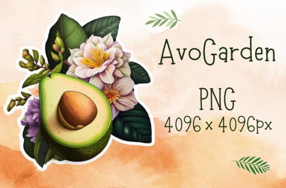 Download Floral Avocado Illustration Sticker - Sticker Collection