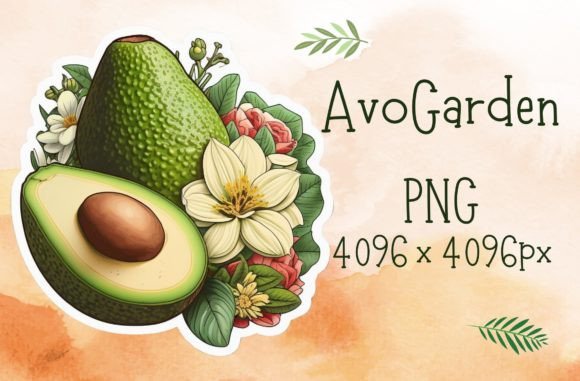 Download Floral Avocado Green Food Sticker - Sticker Collection