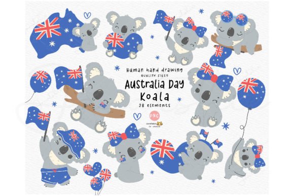 Download Australia Day Baby Koala Clipart Png Set - Australia day Collection